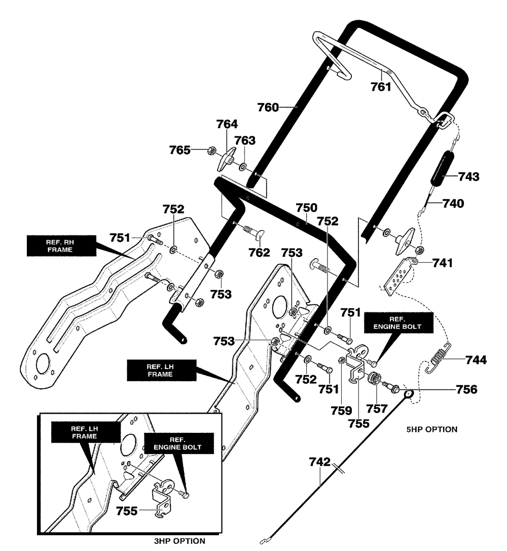 Handle Assembly Diagram and Parts List for 620301X4NA 2002 Briggs and Stratton Snow Blower